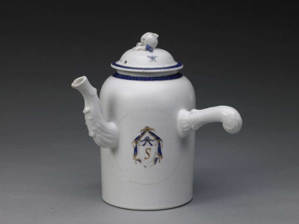 图片[1]-Single Handle Pot with Gold Emblem Pattern in Pink Color-China Archive